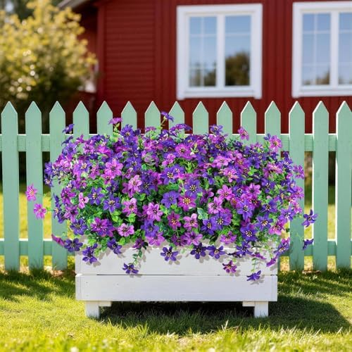 Artificial Flowers for Outdoors Spring Summer Decoration, 12 Bundles Fake Plants UV Resistant Realistic Faux Flower Silk Daisy with Eucalyptus Stem for Patio Planter Porch Yard Window Box Balcony - Image 6