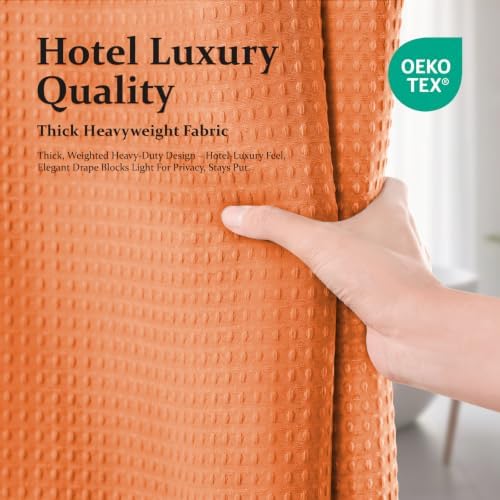 Dynamene Long Waffle Shower Curtain 256 GSM Heavy Fabric 72x78 Burnt Orange - Image 6