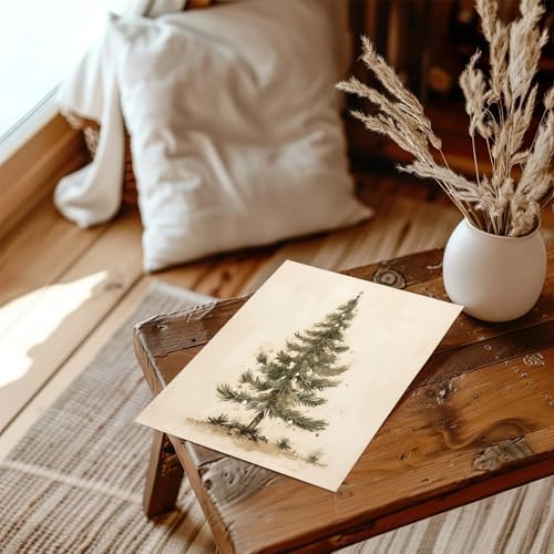 Vintage Christmas Tree Christmas Wall Art, Christmas Tree Art Print Pine Tree Vintage Print, Christmas Decor Holiday Decor Gift, Botanical Winter Art Christmas Tree Wall Decor-(11x14" Unframed) - Image 6