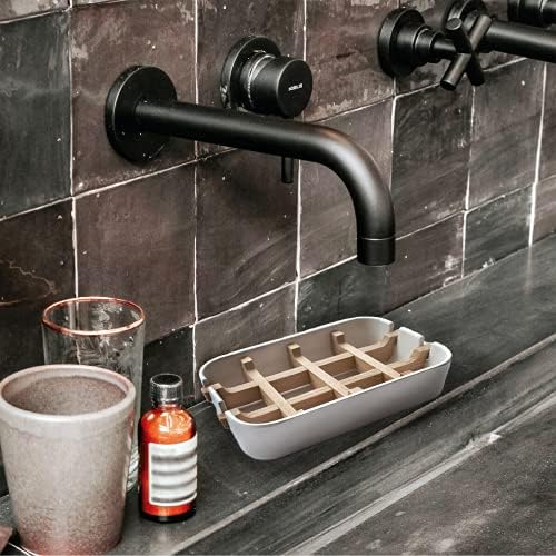 Aoheuo Modern Bamboo Fiber (2 Pack) Soap Holder and Soap Dish Combination (Removable),5.12 Long by 3 Wide, 0.98 inches high, Used in Kitchens, bathrooms, and bar Sinks - Image 6
