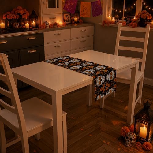 Dia De Los Muertos Decorations - Mexican Sugar Skull Table Runner - Image 7