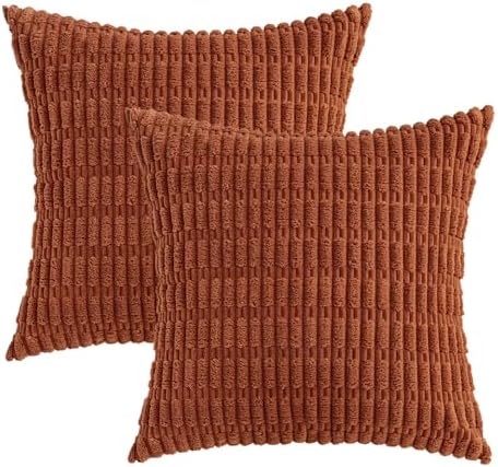 MIULEE Fall Decorative Throw Pillow Covers 12x12 Dark Rust Pack of 2 - Image 6