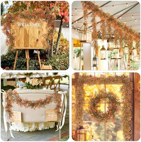 RECUTMS 2P Fall Garland Vines Artificial Plastic Mini Monstera Leaves 5.9Ft - Image 6
