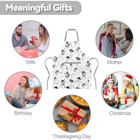 Kitchen Aprons for Women with 2 Pocket Adjustable Cute Vintage Holiday Gift - Image 7