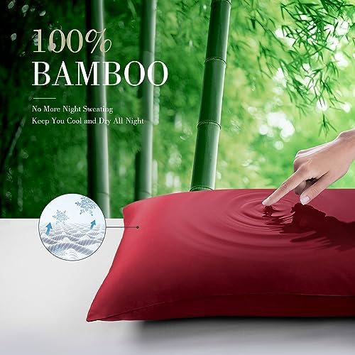 WishSmile Cooling King Pillowcases Set of 2 Breathable Cool Silky Soft Rayon Derived from Bamboo Fabric, Moisture Wicking for Hot Sleepers, Hair and Skin Friendly, Red, 2 Pack, 20x36IN - Image 6