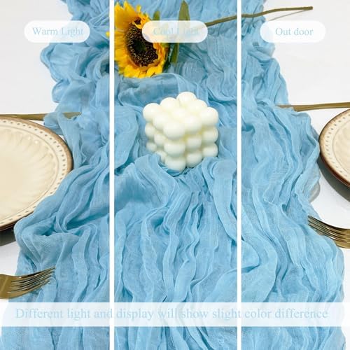 12Pack Baby Blue Cheesecloth Table Runner 20 x 120 inch Gauze Table Runner - Image 7