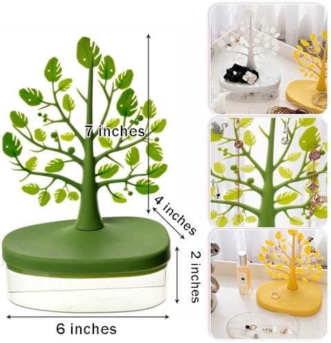 OULIGET Tree Tower Rack with Storage Box Drawer,Jewelry Display Tree Necklace Earring Organizer Holder,Double Shelf Hanging Organizer for Ring Earrings Necklace Bracelet Key - Image 6