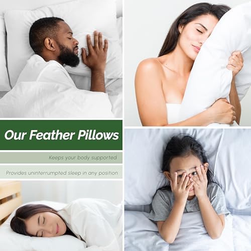 Elegant Comfort Luxury Down Feather 100% Cotton Cover Standard/Queen Size Set of 2 Pillows, Soft and Supportive Premium Hotel Quality Sleeping Pillows for Back, Side and Stomach Sleepers - Image 7