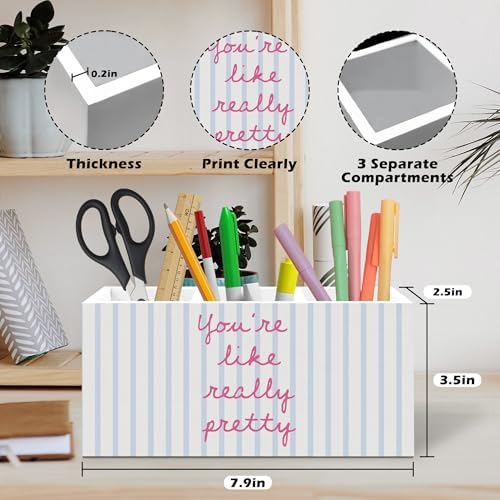 Inspirational Pen Holder, Positive Affirmations Office Pen Pencil Holder Organizer for Desk Accessories, Preppy Striped Wooden Box Desk Decor for Girls Room Bedroom Dorm Desk Decorations - Image 7
