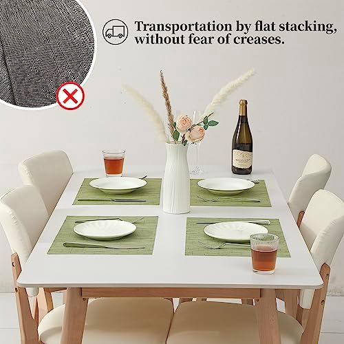 Leetaltree Pea Green Placemats Set of 12 - Heat Resistant Non-Slip Place mats for Dining Table, Washable Durable PVC Vinyl Woven Table Mats(Pea Green, 12) - Image 6