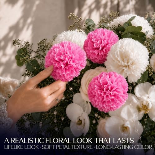 Royal Imports Carnation Artificial Flowers for Weddings – Hot Pink 100pk - Image 5