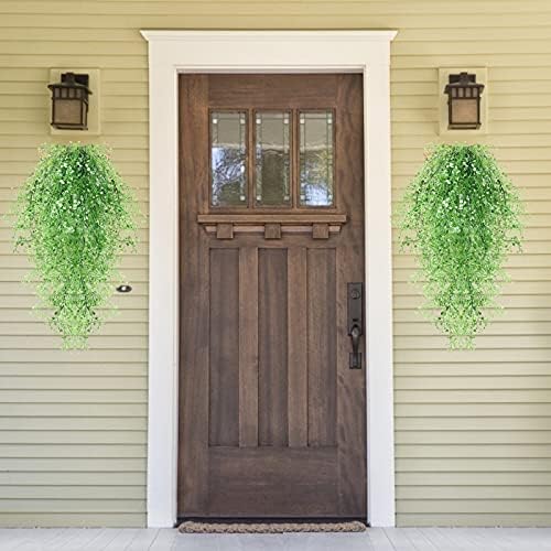 RECUTMS Fake Hanging Plants Artificial Ferns for Outdoor Hanging Faux Plants Vine Ivy Faux Fern Hanging Vines Wall Plants for Home Garden Party Wedding Decor (White 4P) - Image 6