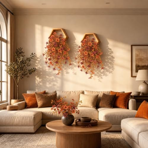 2PCS Artificial Fake Hanging Flowers Plants for Outdoor Fall Decor - Image 7