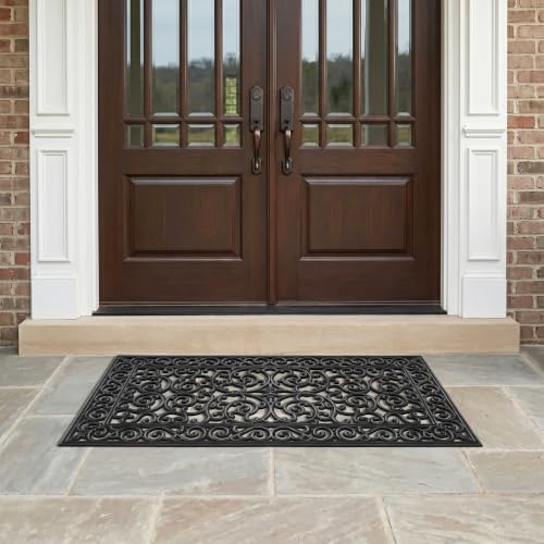 A1 Home Collections 10-LB Heavy Duty Rubber Doormat 24"×48" - Won't Blow Away | Outside Front Door Mat, Mud Dirt Scraper, Non-Slip Drainage Mat for Entryway Patio Garage, All-Weather, 100% Rubber Mats - Image 6