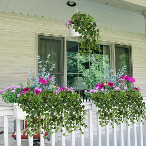 Hollyone 2pcs Artificial Hanging Plants 24" Fake Ivy Vine Faux Ivy Leaves Hanging Plant Greenery for Wall House Room Patio Indoor Outdoor Home Shelf Office Wedding Decor - Image 5