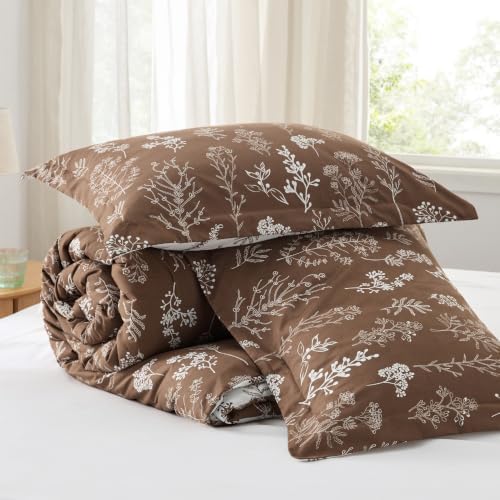 Bedsure Floral Comforter Set Cute Bedding Set Twin/Twin XL Dark Brown - Image 7