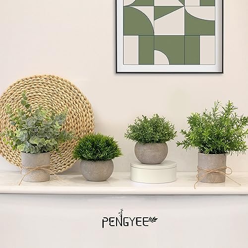 4 Pack Small Potted Eucalyptus Fake Plants for Bathroom Shelf - Image 6
