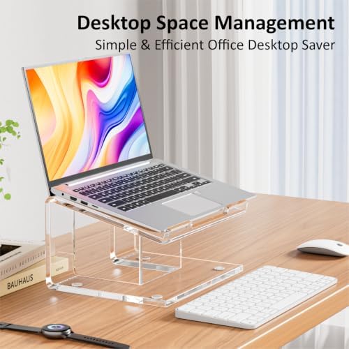 FUCDTEFC Acrylic Laptop Stand for Desk, Laptop Riser for 10-15.6 Inch Laptops, Ergonomic Computer Stand Holder Compatible with Macbooks and Notebooks- Clear - Image 7