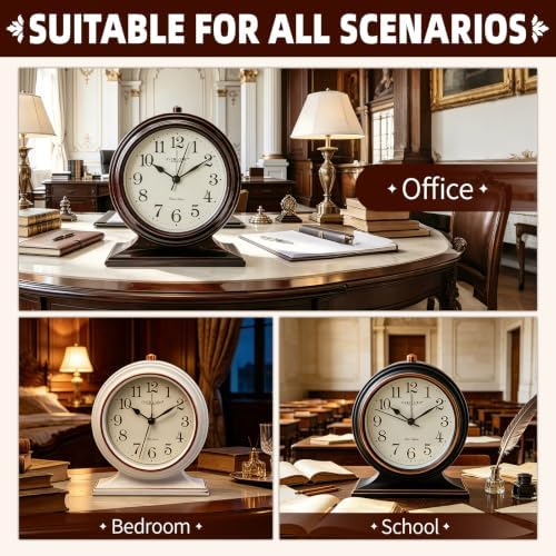 AuraSync Silent Quartz Desk Clock, Beautiful and Convenient Clock - Image 6