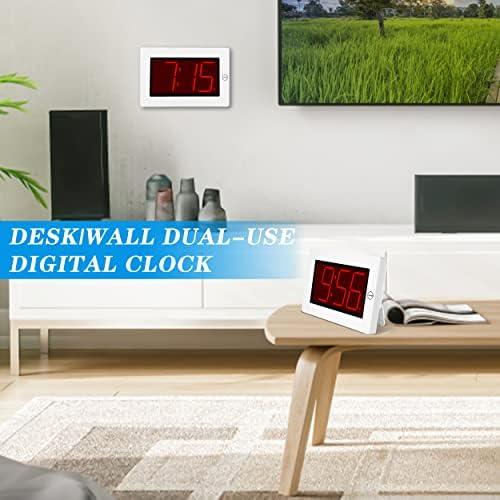 KWANWA Large Digital Alarm Clock, 3" LED Display Battery Operated, Dimmable Auto Night Mode, Easy to Read for Seniors Visually Impaired, Cordless Wall Clock or Table Clock for Bedroom Kitchen Office - Image 6