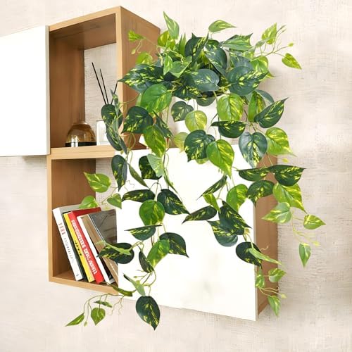 Fake Plants, Artificial Plants Indoor, 34" Fake Hanging Pothos Vines, 2PCS - Image 7