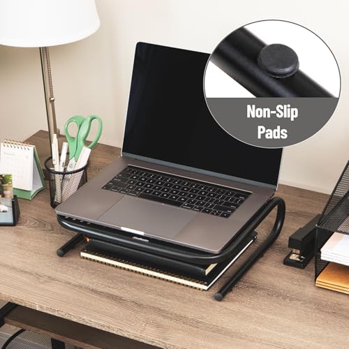 Mind Reader Monitor Stand, Ventilated Laptop Riser, Desktop Organizer, Office, Metal, Black - Image 6