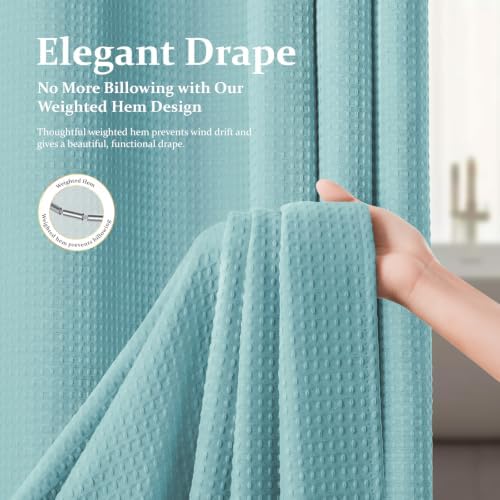Dynamene Long Waffle Shower Curtain 256 GSM Heavy 72"x78" Teal/Turquoise - Image 6