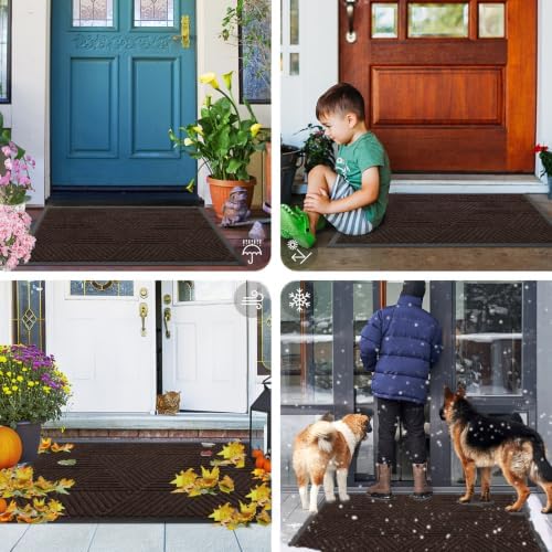 Smiry Front Door Mat Outside Entrance, Low Profile Rubber Doormat, 33x21 - Image 7