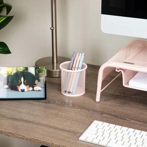 Mind Reader Pen and Accessories Holder, Desktop Organizer, Office, Metal Mesh, 3.5"L x 3.5"W x 3.75"H, Set of 3, Pink - Image 6