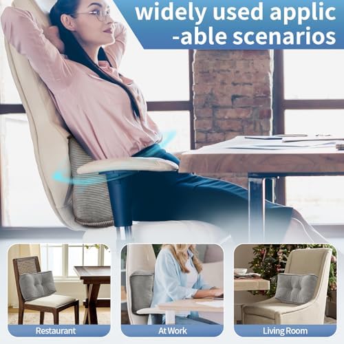 Lumbar Support Pillow for Study Desk Chair, Bite-Size Natural Latex Foam Back Support Pillow for Lower Back Pain Relief, Soft & Support Corduroy Office Chair Cushion, S, Gray - Image 6