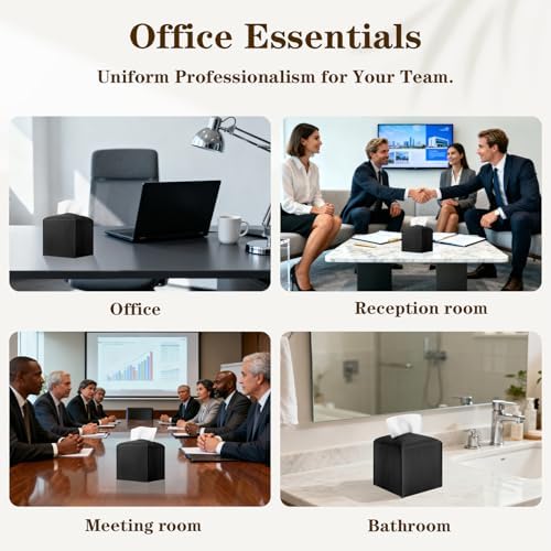 6-Pack Square Tissue Box Cover Holder, Black PU Leather Decorative Covers for Living Room, Bathroom, Office & Car - Image 7
