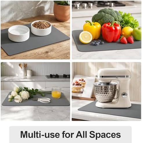 Ecotrim - Dish Drying Mat for Kitchen Counter | Coffee Bar Mat for Countertops | Heat Resistant Drainer Mat with Non-slip Rubber Backed | Hide Stain Kitchen Absorbent Draining Mat | Dark Grey 18"x24" - Image 6
