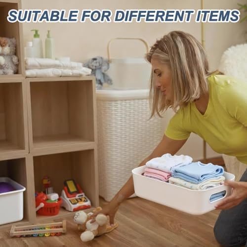 uxcell 4Pcs Yellow Plastic Storage Bins 9.6"x6.6"x3.9" Pantry Organizer - Image 7