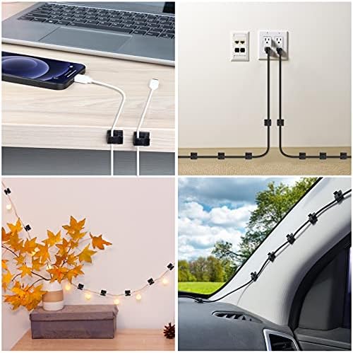120 PCS Cable Clips, Adhesive Cord Clips for Wires on Wall, Strong Wire Clips Holders Cord Organizer for Cable Management, Christmas Lights, USB, Phone Charger, Cat 6, Car Dash Cam (Large, Black) - Image 6