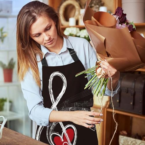 Music Notes with red heart Kitchen Apron for Women Men, Adjustable Apron Chef Bakers Apron Cooking Apron Cooking Baking Gardening, 31 X 27 Inch - Image 6