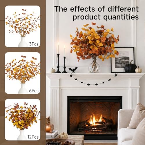 ZIFTY 12Pcs Fall Decor Eucalyptus Stems Picks 26.7" for Home Decorations - Image 6