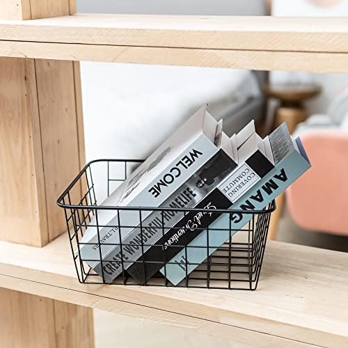 JUNCHU CHERRY Wire Kitchen Storage Basket 4 Packs,Perfect Pantry Organization Accessories Baskets,Laundry Basket,Countertop Organiztion,Suitable for Kitchen,Bathroom,Bedroom,Tabletop,Stackable,Silver - Image 7