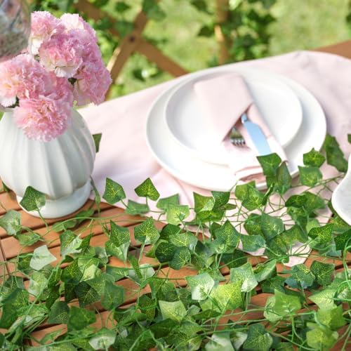 CQURE 36 Pack 252Ft Artificial Ivy Garland, Green Silk Leaves, 1.5-1.8 Inch Diameter, 7 FT Long Vines, 80 Leaves Each, Decor for Weddings, Home, Garden - Image 7