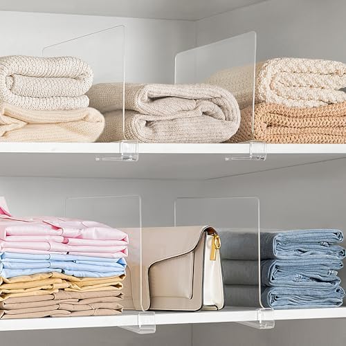 HBlife 9 Pack Clear Shelf Dividers, Vertical Purse Organizer for Closet Perfect for Sweater, Shirts, Handbags in Bedroom and Kitchen, Adjustable Acrylic Bookshelf for Organization - Image 6