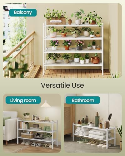 SONGMICS Bamboo Shoe Rack, 3-Tier Stackable Shoe Organizer, for 12-16 Pairs - Image 6