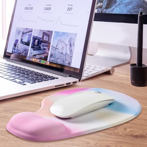 JIKIOU Ergonomic Mouse Pad with Gel Wrist Rest 2Pack,Portable Small Rainbow - Image 7