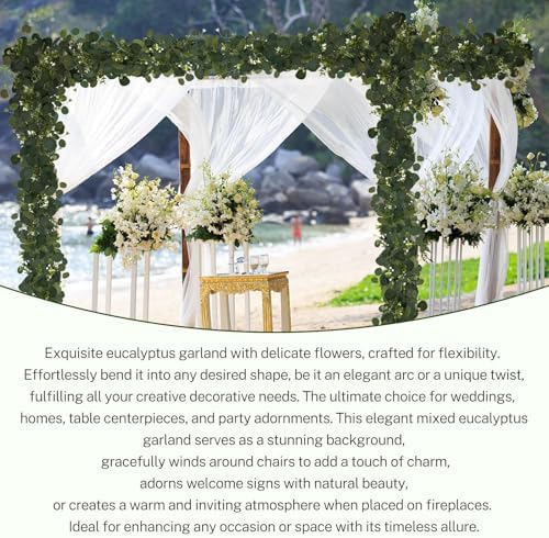 YIJXPOIN 4Pcs Eucalyptus Garland, 6FT Green Flower Garland Decor, Artificial Faux Eucalyptus Leaves Greenery Vines for Table Runner Wedding Bedroom Mantle Centerpieces Backdrop Decorations - Image 6