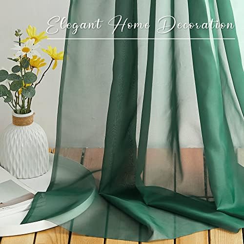 NICETOWN Sante Green Decorative Window Scarfs for Christmans, Voile Sheer Curtains Flexible Valances Bed Canopy for Thanksgiving Day, Set of 2, W60 x L216 - Image 6