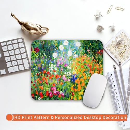 Square Mouse Pad Flowers Floral,Personalized Premium-Textured Custom Mouse Mat Design,Washable Mousepad Lycra Cloth,Non-Slip Rubber Base Computer Mouse Pads for Wireless Mouse - Image 6