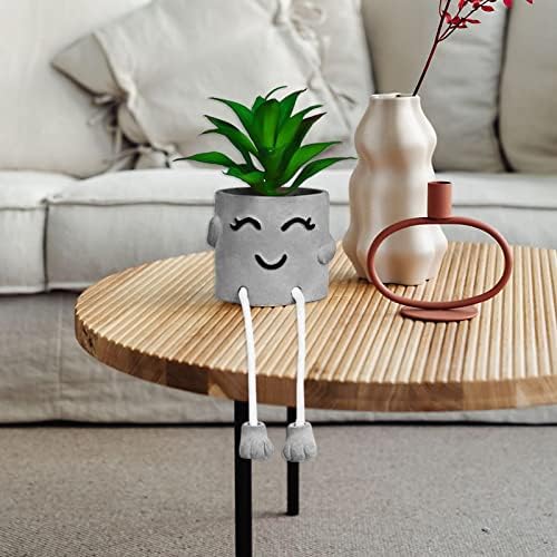 Zerzsy Artificialplant Succulents in Cement Pots with Hanging Leg, Kitchen Shelf Decoration,Bathroom Mini Plants Decor, Shelf Decor Accents, Office Wall Decoration - Set of 1 - Image 6
