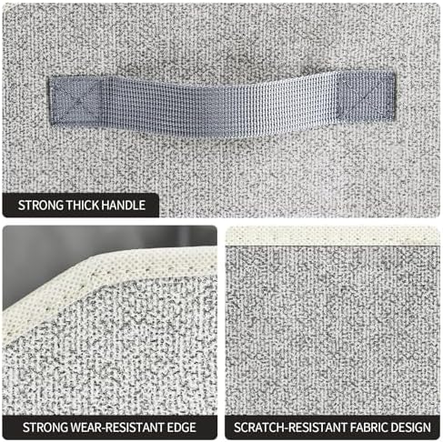 Homsorout Trapezoid Closet Shelf Organizer - Large Baskets for Organizing, Fabric Storage Box for Shelves, Cube Storage Bins for Clothes, Books, Blankets, 3 Pack, Light Gray - Image 7