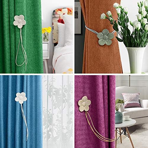 Lewondr Magnetic Curtain Tiebacks, Flower Vintage Curtain Holdbacks, White - Image 6