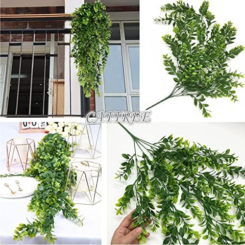 Artificial Hanging Vines, Fake Greenery Ivy Plastic Leaves Plants Faux Plant Foliage for Wedding Party Home Garden Wall Office Bedroom Decoration Indoor Outdoor Baskets Lights DIY Table Decor - 4 Pack - Image 6
