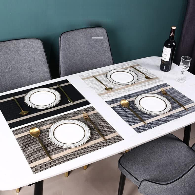 PIGCHCY Luxurious Placemats Set of 8, 18 x 12 inches Elegant Placemats Non-Slip Washable Durable Table Mats for Home/Dining Room Decoration (Black) - Image 7