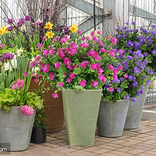 Artificial Flowers, Fake Artificial Greenery UV Resistant No Fade Faux Plastic Plants for Wedding Bridle Bouquet Indoor Outdoor Home Garden Kitchen Office Table Vase 6PCS (Purple) - Image 6